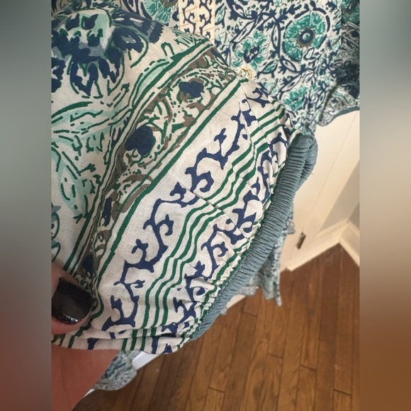 Soft Surroundings Nerisa Embroidered Printed Dress | Blue Batik Style | Size M - Picture 9 of 16